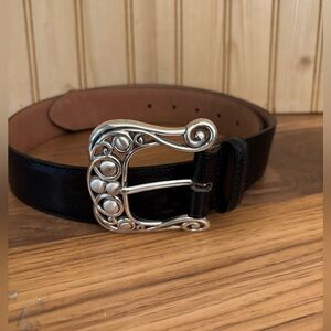 Brighton Black Leather Belt Silver Buckle Small size 32